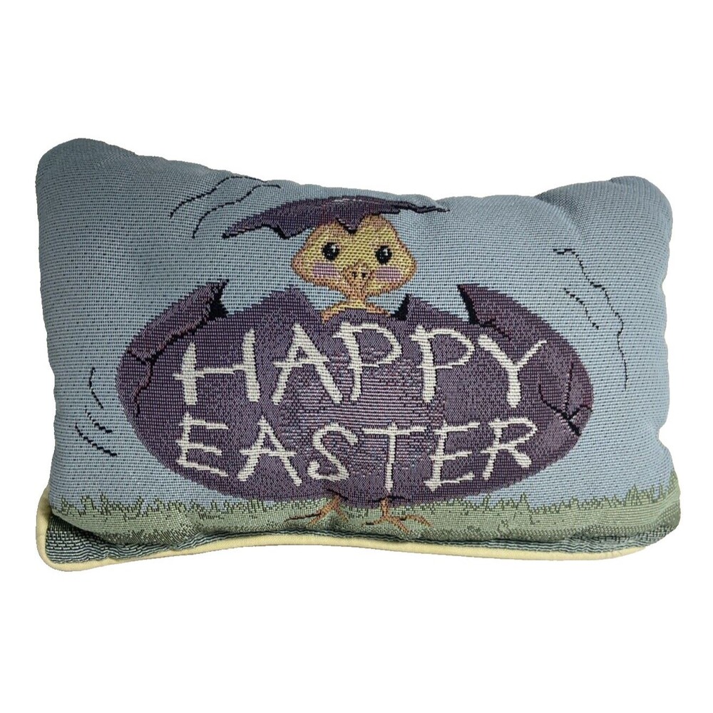 Happy Easter Baby Chick Decorative Mini Throw Accent Pillow 12 by 6 Inch